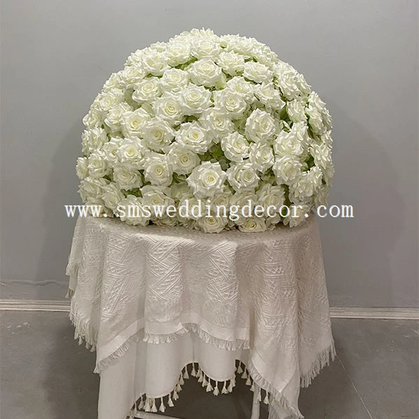 white rose balls